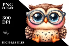 Happy Owl Watercolor PNG Product Image 3