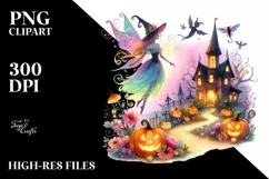Vibrant Fairy Halloween Drawing | Clipart Product Image 3