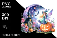 Vibrant Fairy Halloween Drawing | Clipart Product Image 2
