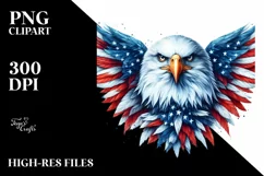detailed Patriotic Bald Eagle USA Colors Clipart Product Image 3