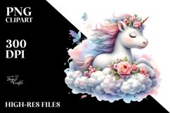 Cute Baby Unicorn Spring Petals | Sublimation Clipart Product Image 3