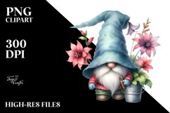 Cute Gnome with Lobelia PNG Product Image 2