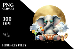 Funky Elephant Drinking Cocktail, PNG Product Image 2