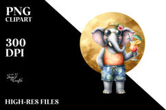 Funky Elephant Drinking Cocktail, PNG Product Image 2