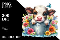 Cute Baby Cow Cub in Watery Bucket | Sublimation | Clipart Product Image 3