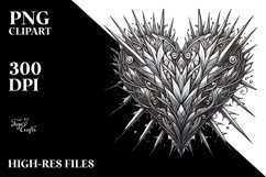 Lineart Heart with Spikes, PNG Product Image 2