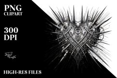 Lineart Heart with Spikes, PNG Product Image 2