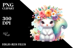Vibrant Cartoon-Style Squirrel Adorned with Flower Crown | Product Image 2