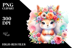 Vibrant Cartoon-Style Squirrel Adorned with Flower Crown | Product Image 2