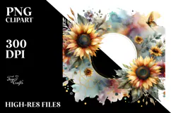 Sunflower Gold Watercolor Abstract | Clipart Product Image 2
