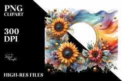 Watercolor Abstract Colorful Sunflower Gold Insertions | Product Image 3