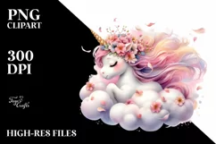 Cute Baby Unicorn Spring Petals | Sublimation Clipart Product Image 3
