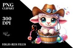 Vibrant Smiling Cute Baby Lamb PNG Product Image 2