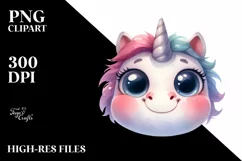 Funny Baby Face Unicorn PNG Product Image 1