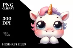 Funny Baby Face Unicorn PNG Product Image 1