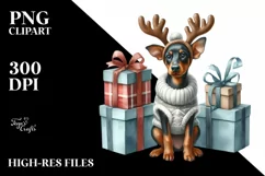 Doberman Pinscher in Winter, Transparent PNG Product Image 1