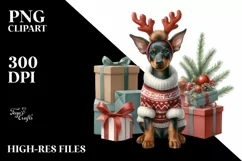 Doberman Pinscher in Winter, Transparent PNG Product Image 1