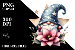 Cute Gnome with Magnolia, Transparent PNG Product Image 2
