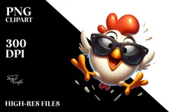 Goofy Chicken with Big Sunglasses, Playful PNG Product Image 2