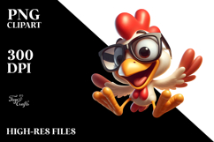 Goofy Chicken with Big Sunglasses, Playful PNG Product Image 2