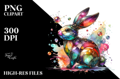 Colorful Bunny on Splashy Background PNG Product Image 2