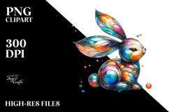 Vibrant Watercolor Bunny PNG Product Image 2