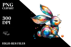 Vibrant Watercolor Bunny PNG Product Image 2