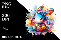 Pastel Bunny on Splashy Background PNG Product Image 2