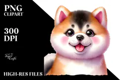 Cute Happy Akita with Big Eyes PNG Product Image 2