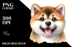 Cute Akita Puppy in Watercolor, Transparent PNG Product Image 2