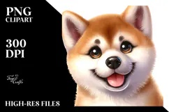Cute Happy Akita with Big Eyes PNG Product Image 2