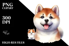 Cute Happy Akita with Big Eyes PNG Product Image 2