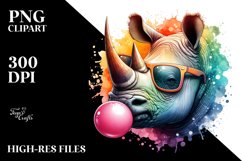 Colorful Rhino Watercolor Clipart Product Image 1