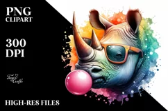 Colorful Rhino Watercolor Clipart Product Image 1