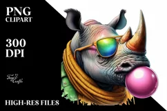 Colorful Rhino Watercolor Clipart Product Image 1