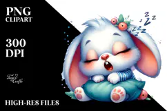 Cute Baby Rabbit Snoring Loudly PNG Product Image 2