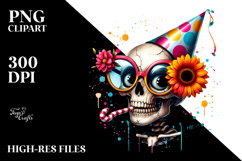 Goofy Skeleton with Party Hat, High-Res PNG Product Image 2