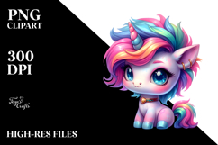 Cute Unicorn with Cool Haircut, Vibrant PNG Product Image 2