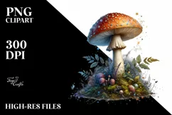 Magical Mushroom Watercolor Splash PNG Product Image 1
