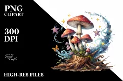 Magical Mushroom Watercolor Splash PNG Product Image 1