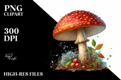 Detailed Mushroom Watercolor Splash PNG Product Image 1