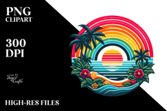Retro Tropical Rainbow Sunset PNG Product Image 2