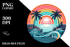 Retro Tropical Rainbow Sunset PNG Product Image 2