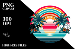 Retro Tropical Rainbow Sunset PNG Product Image 2