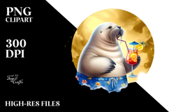 Walrus in Beachwear PNG Product Image 2