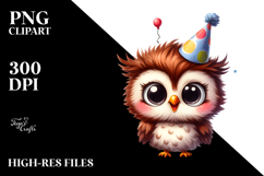 Funny Baby Owl, Party Hat | Clipart Product Image 2