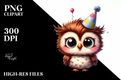 Funny Baby Owl, Party Hat | Clipart Product Image 3
