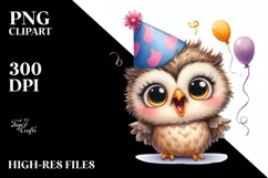 Funny Baby Owl, Party Hat | Clipart Product Image 3