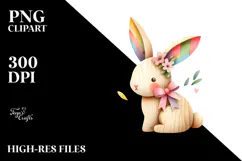 Colorful Wood Bunny PNG Product Image 2