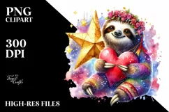 Digital Painting of Adorned Sloth, PNG Product Image 2